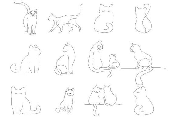 Download Cat Line Art Collection - Cat line art Collection