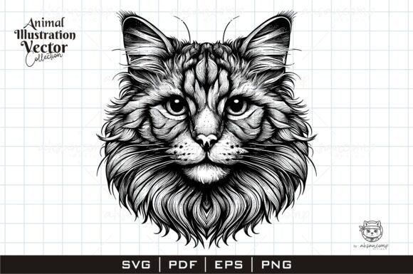Download Majestic Maine Coon Cat Line Art - Cat line art Collection