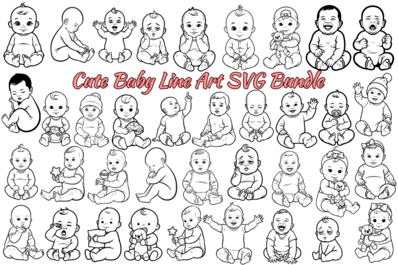 Download 99 Cute Baby Line Art SVG Bundle - Baby line art Collection