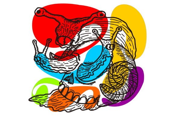 Download 3 Head Snail with Skull Shell Line Art - Premium Resources