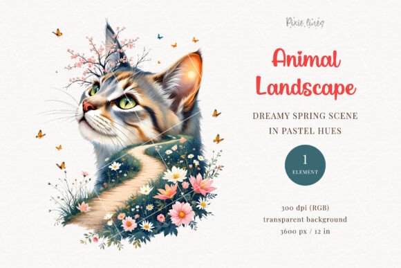 Download Vintage Cat, Spring Landscape Scene - Premium Resources
