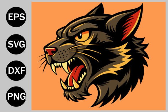 Download Angry Black Cat Side Profile Head in Old - Premium Resources