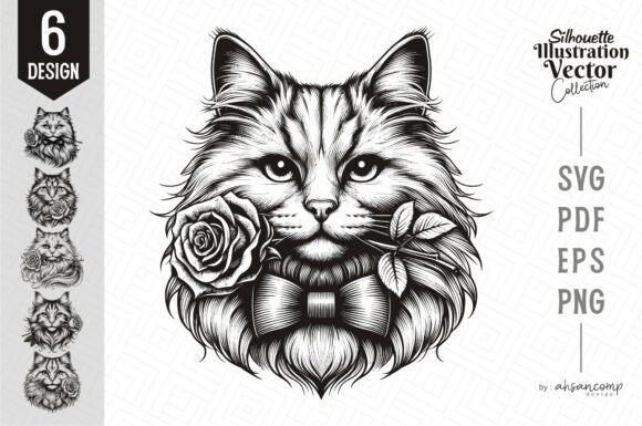 Download Romantic Rose Cat Line Art - Cat line art Collection