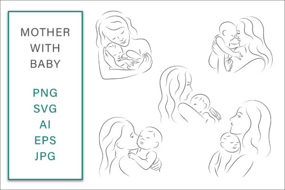 Download Mother with Baby Line Art - Baby line art Collection