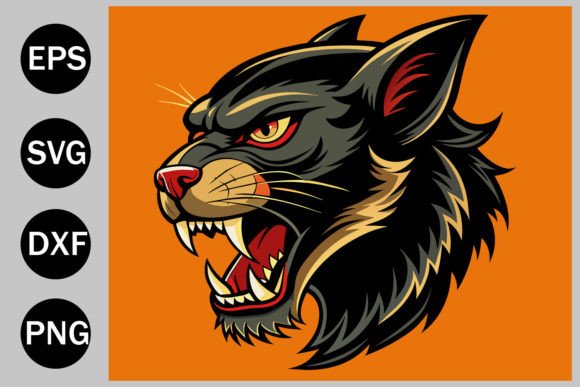 Download Angry Black Cat Side Profile Head in Old - Premium Resources